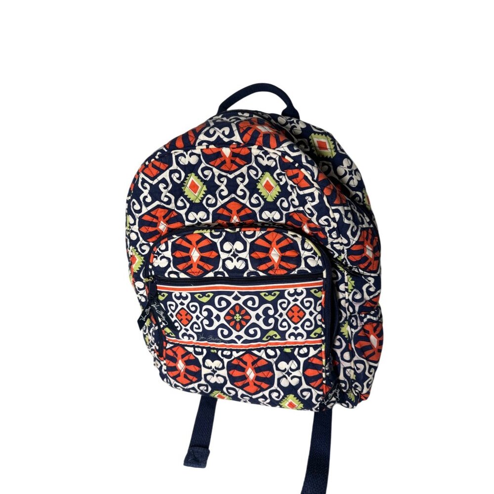 Vera Bradley Quilted Backpack With Colorful Pattern & Multiple Pockets Adjustabl